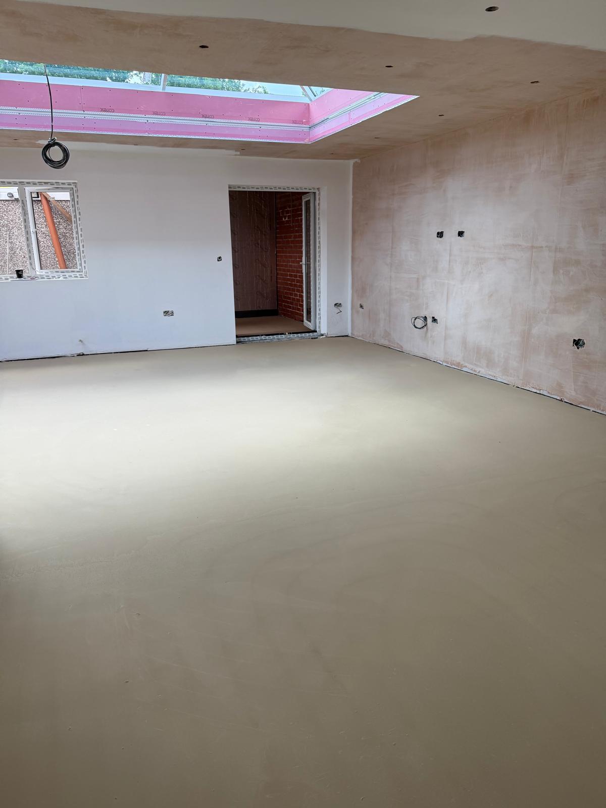 Floor milling in progress with HEPA dust extraction on a Cheshire job
